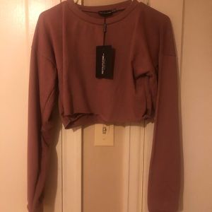 PrettyLittleThing Cropped Mauve Sweatshirt